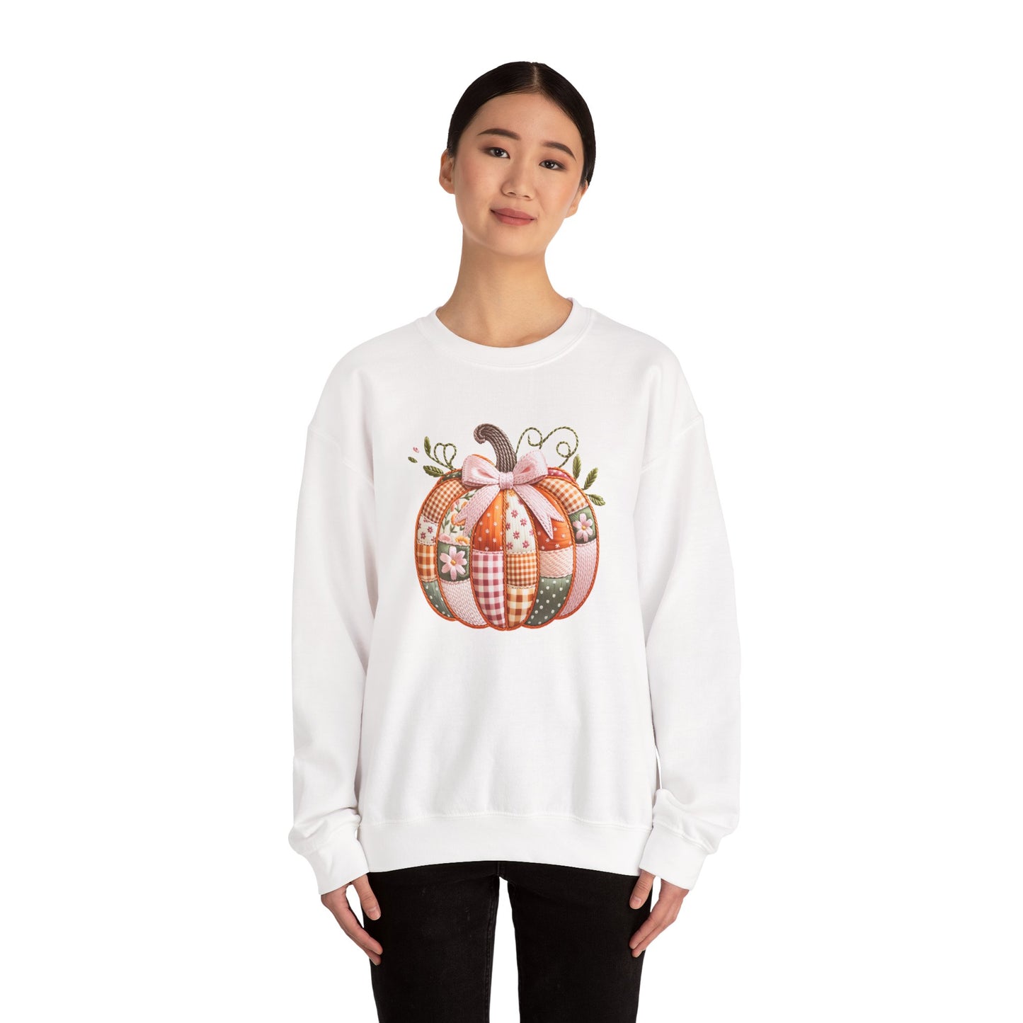 Fall Quilted Patchwork Pumpkin Sweatshirt
