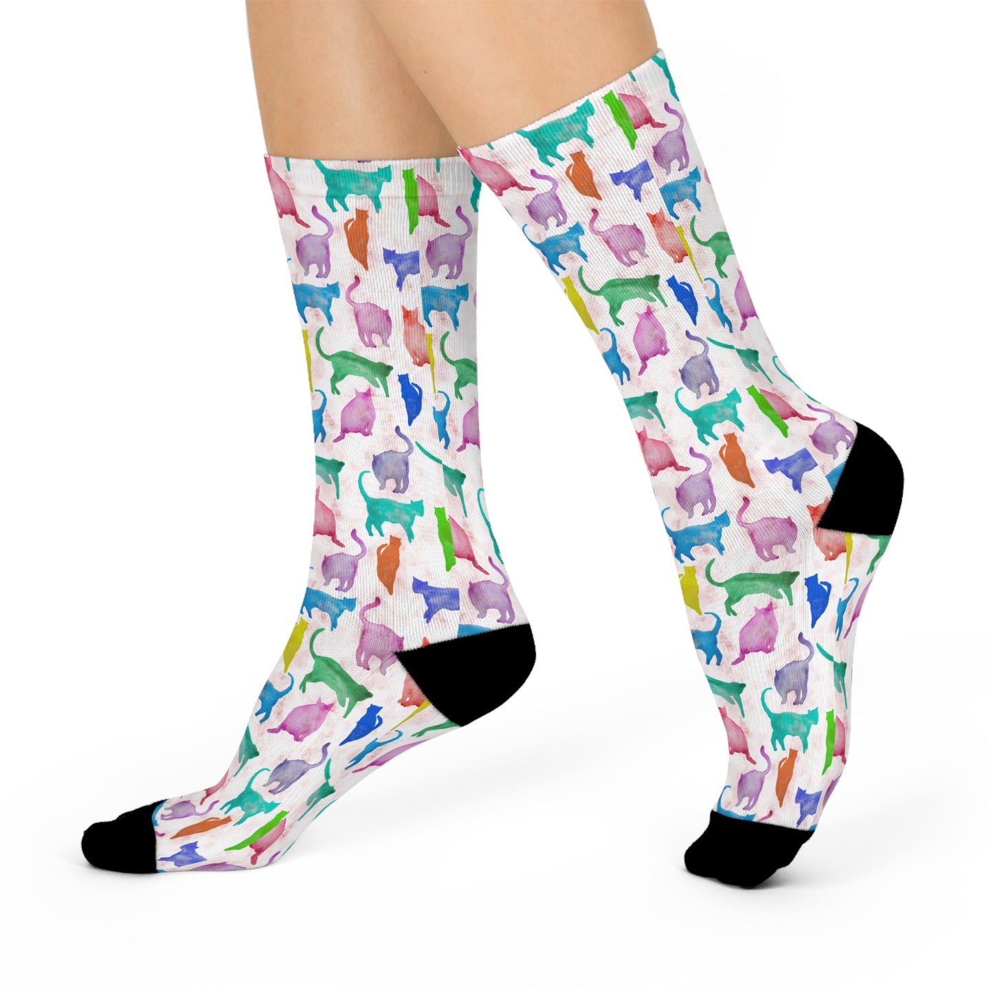 Trendy Cat Themed Crew Socks