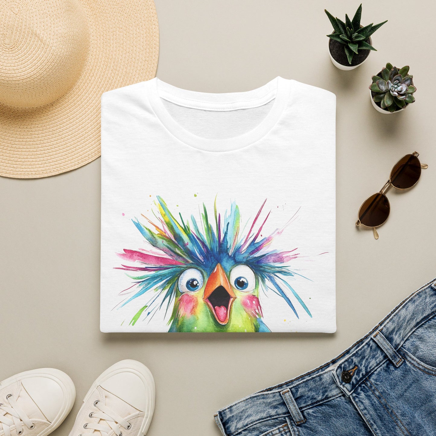 Colorful Quirky Bird Design with "Be you."