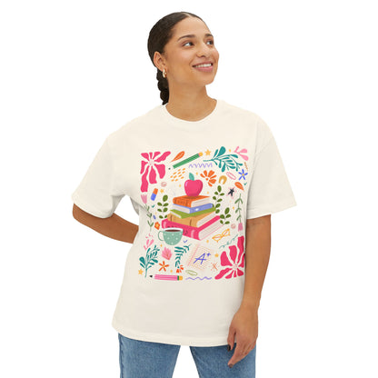 Whimsical Book Lover's Oversized Tee