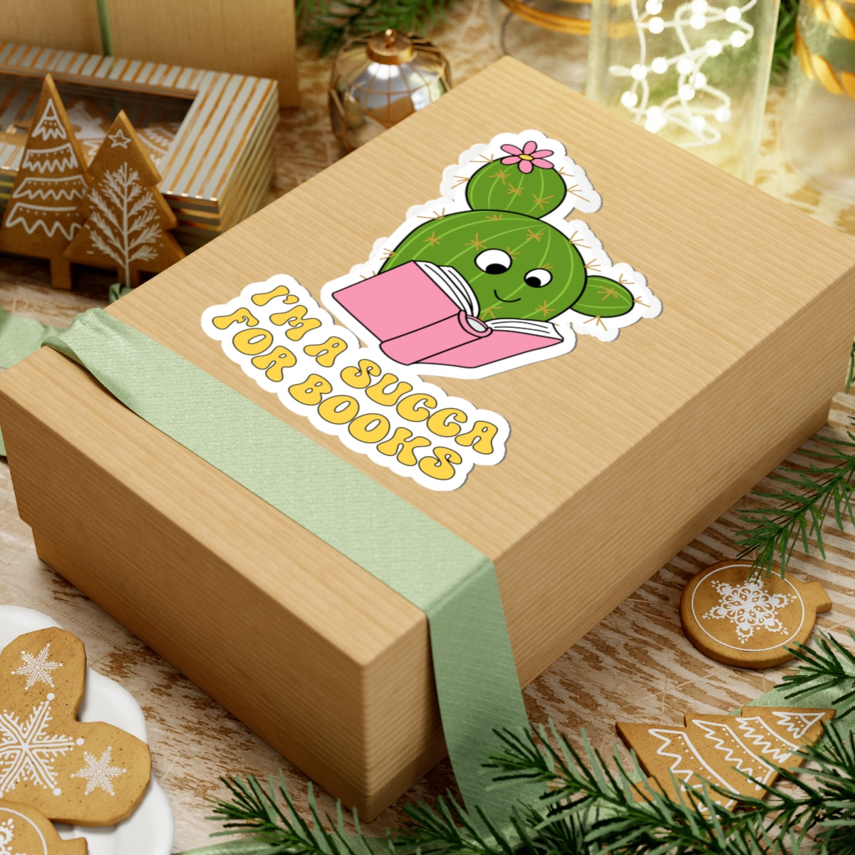 Cute Book Lover Cactus Stickers