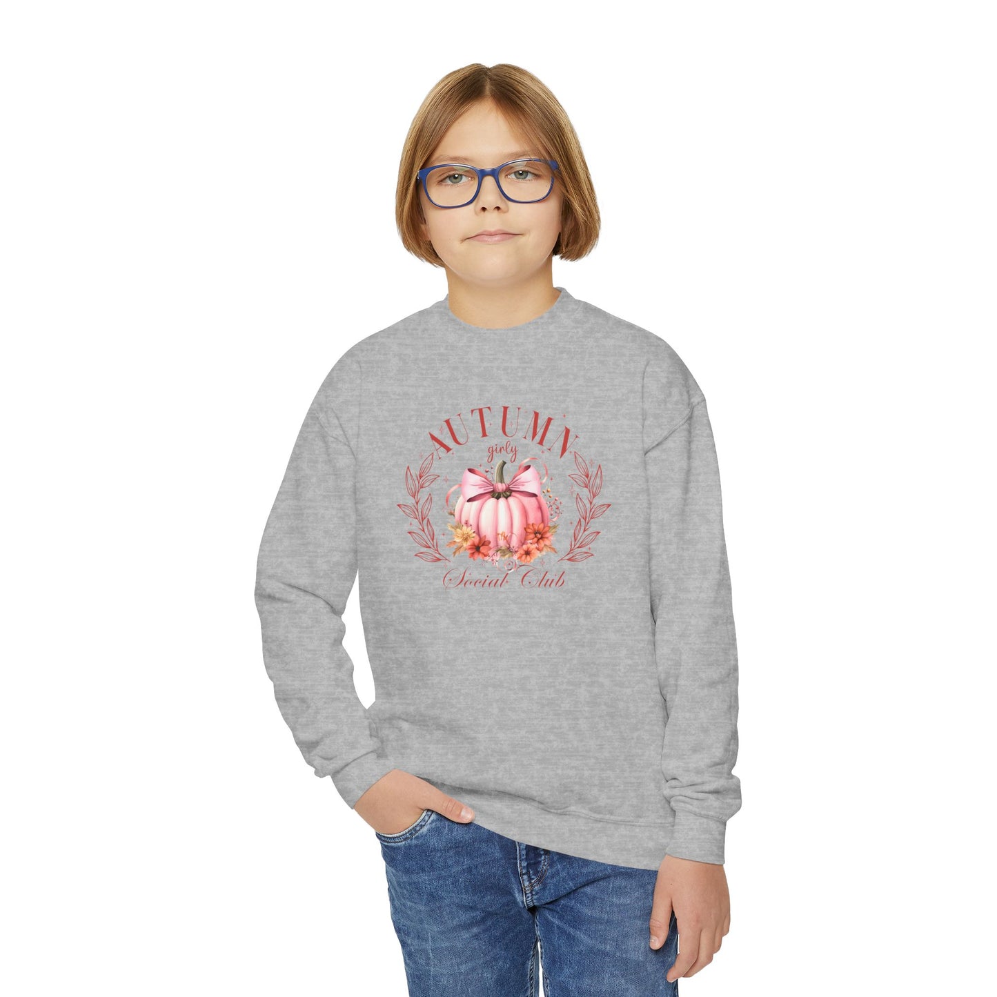 Autumn Girly Social Club Youth Crewneck Sweatshirt