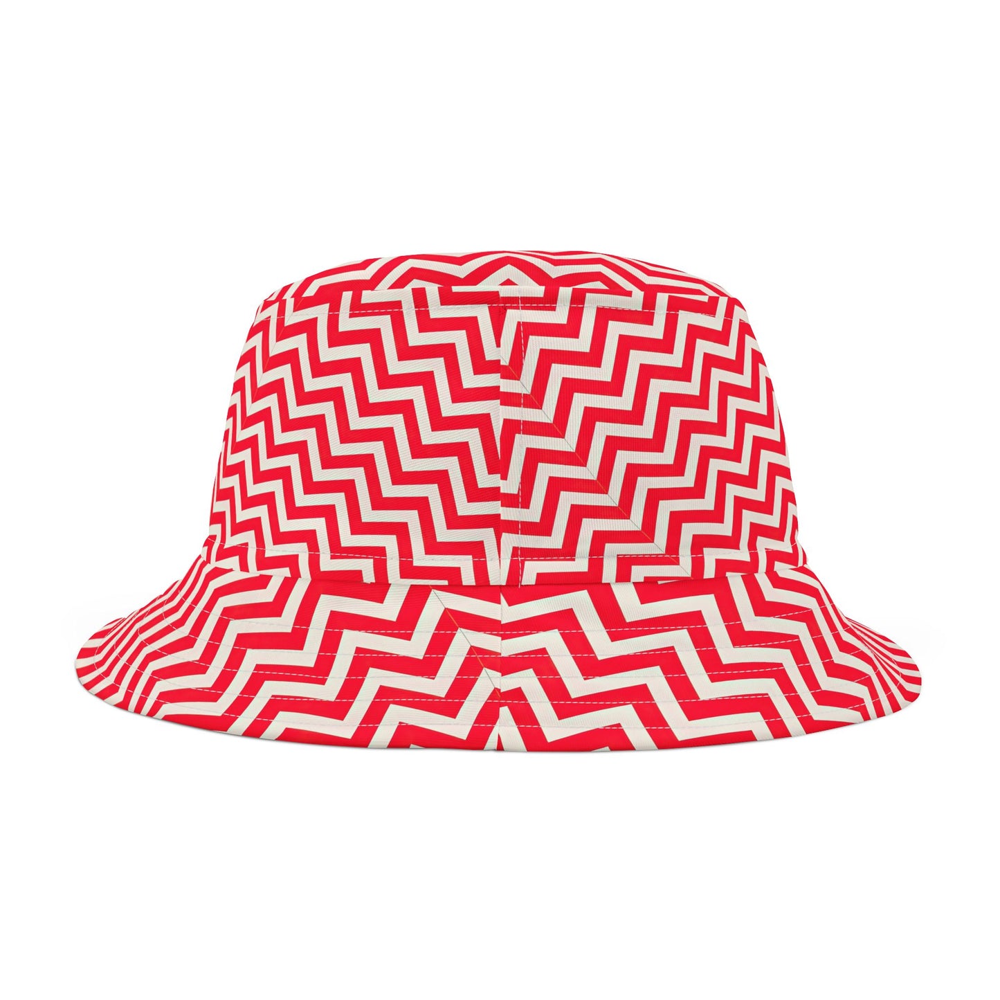 Red and White Chevron Bucket Hat