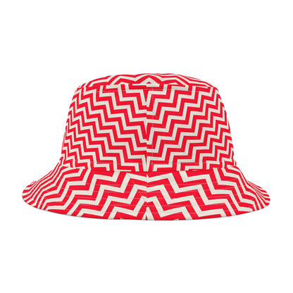 Red and White Chevron Bucket Hat