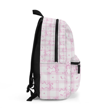 Coquette Pink Gingham Bow Backpack