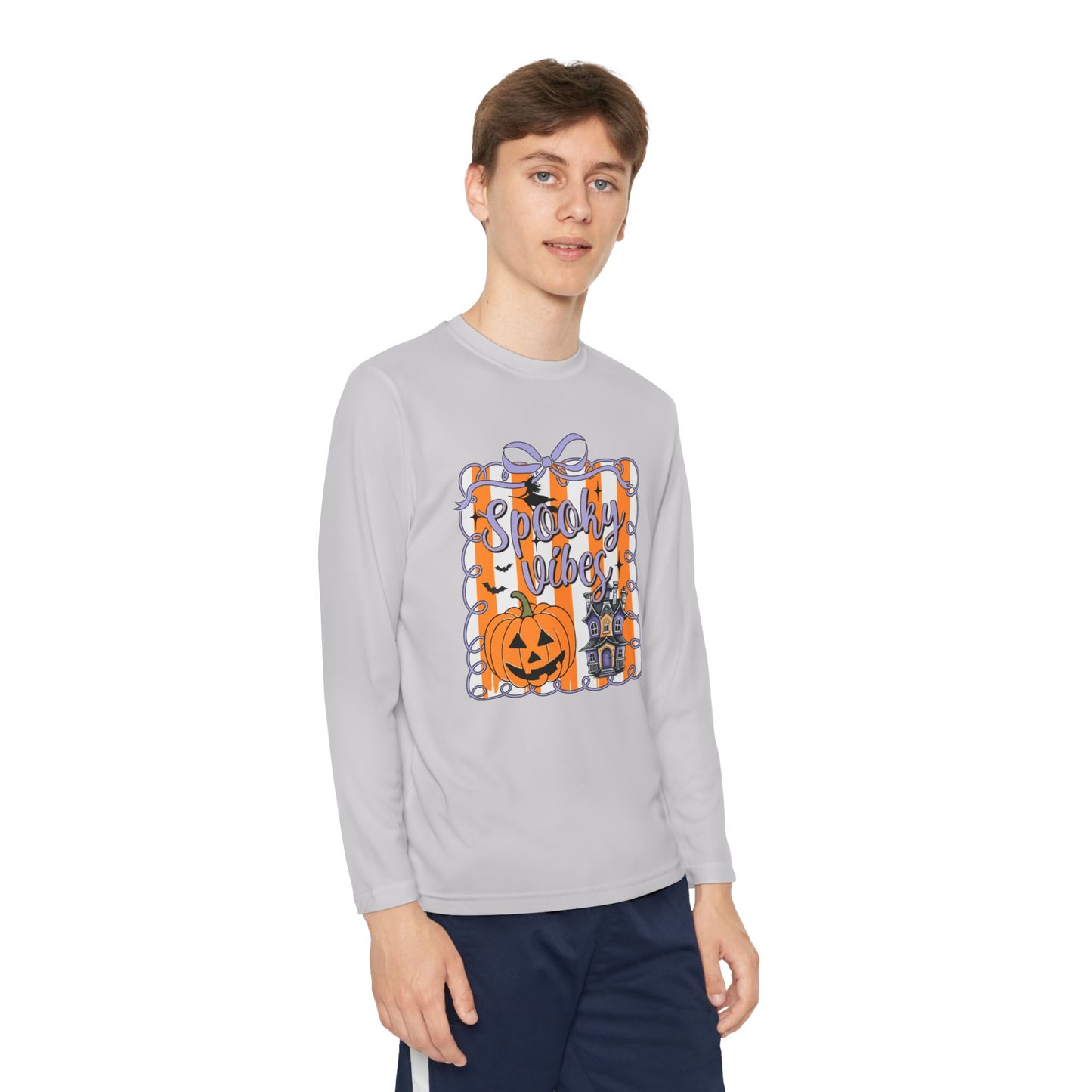 Halloween Spooky Vibes Youth Long Sleeve Tee