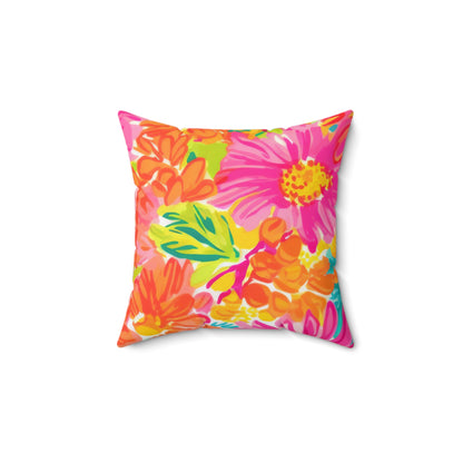 Floral Hot Pink Square Pillow