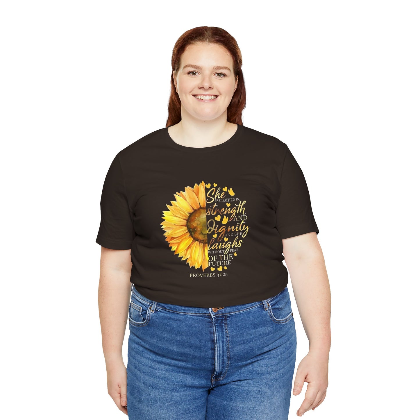 Proverbs She is Strong Sunflower T-Shirt