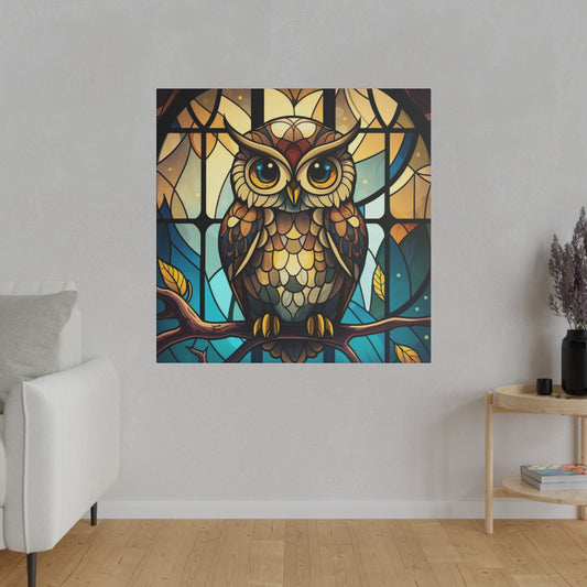 Stained Glass Owl Wall Art Matte Canvas