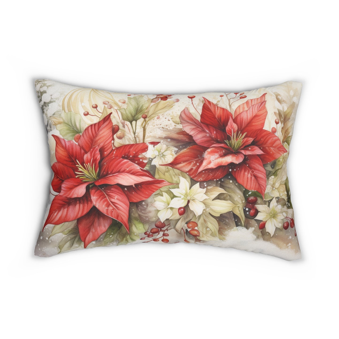 Christmas Poinsettia Lumbar Pillow