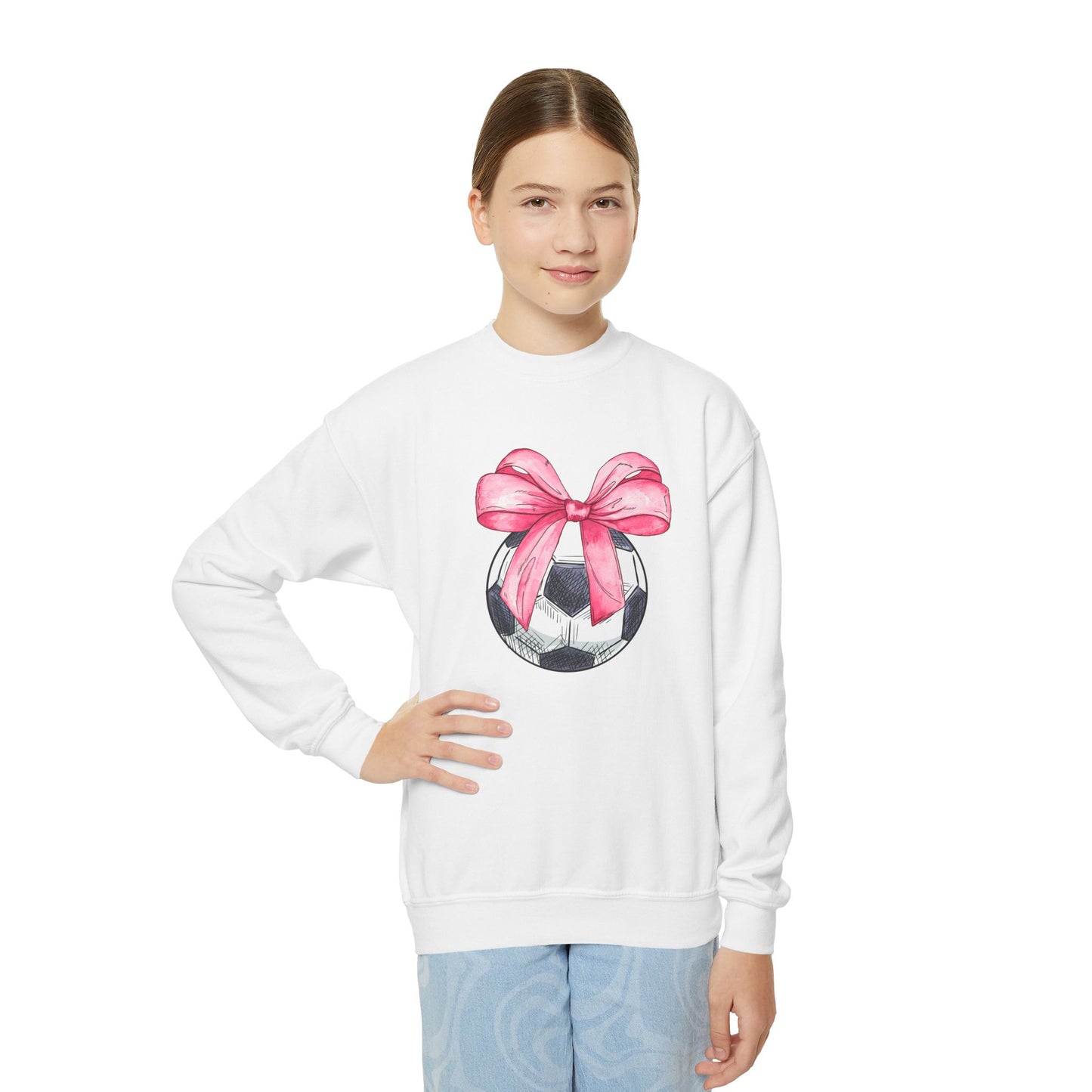 Soccer Coquette Youth Crewneck Sweatshirt