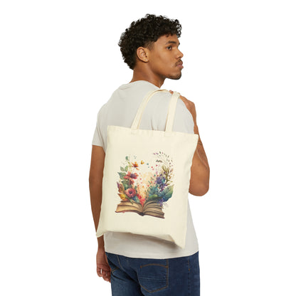 Flowers Blooming Cotton Canvas Tote Bag