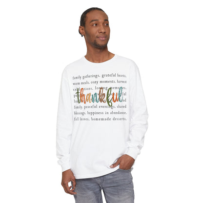 Thankful Thanksgiving Unisex Garment-dyed Long Sleeve T-Shirt