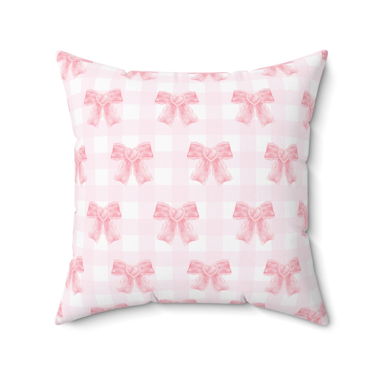 Coquette Pink Bow Square Pillow