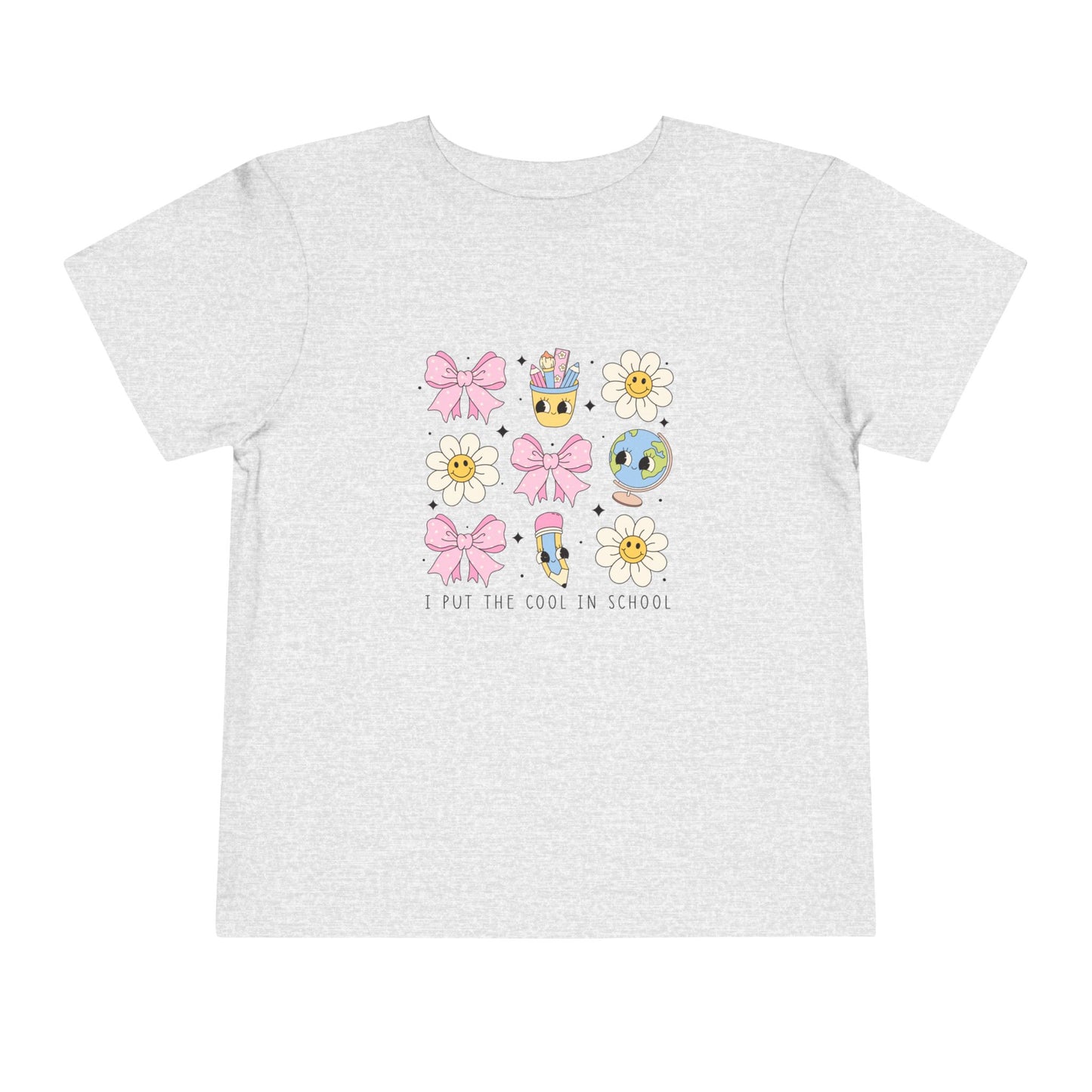 I Put the Cool in School Coquette Toddler Short Sleeve T-Shirt