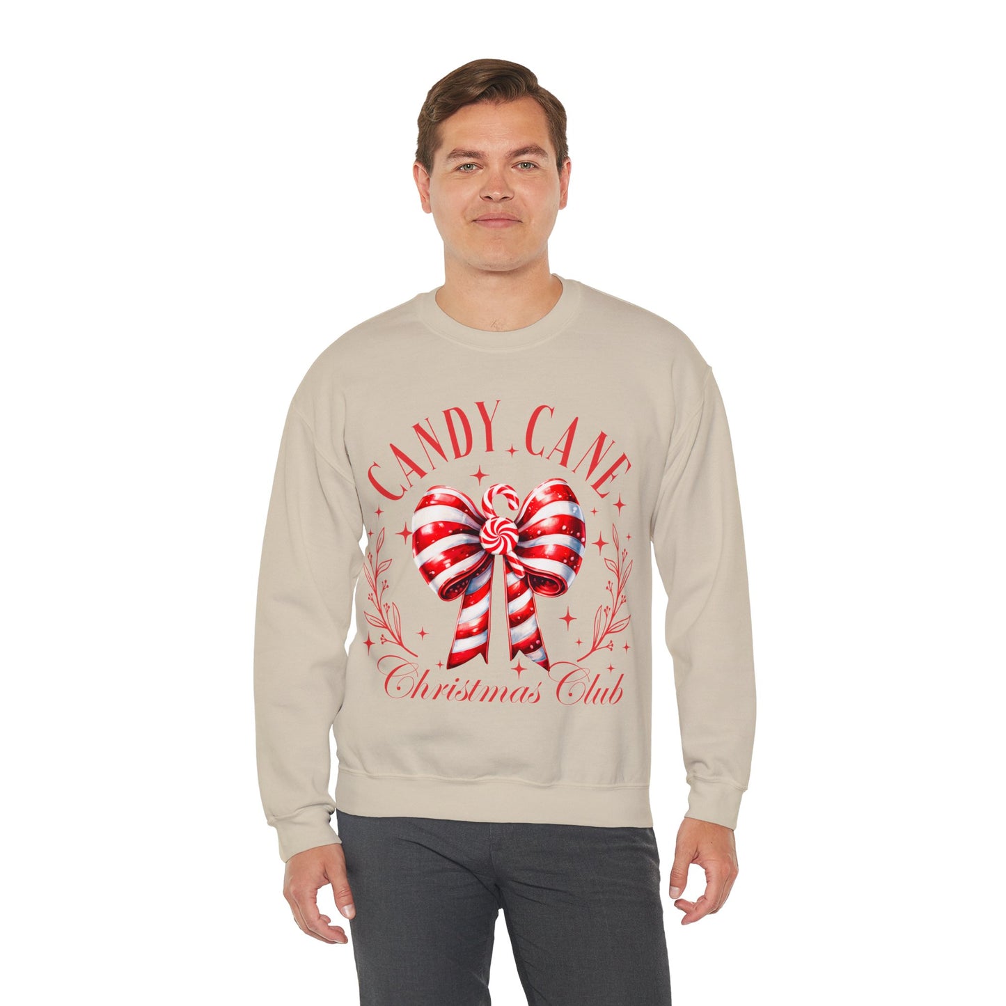 Candy Cane Christmas Coquette Bow Sweatshirt