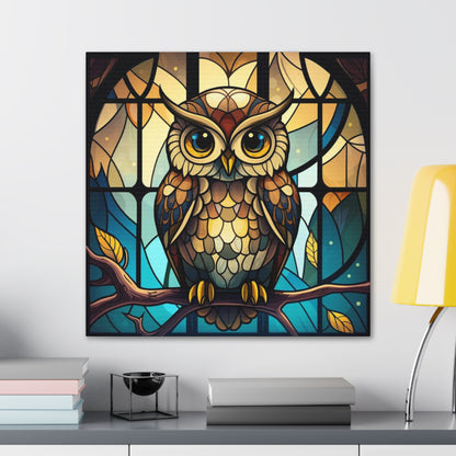 Faux Stained Glass Owl Canvas Gallery Wraps