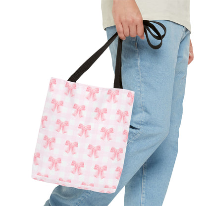 Girlie Pink Coquette Bow Tote Bag