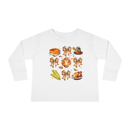 Thanksgiving Coquette Toddler Long Sleeve Tee