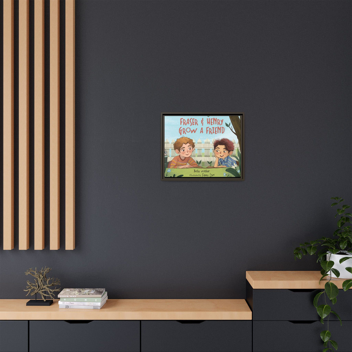 Framed Canvas Wall Art – Fraser & Henry Grow a Friend Children’s Book Illustration