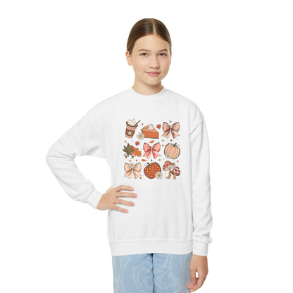 Fall Thanksgiving Vibes Youth Crewneck Sweatshirt