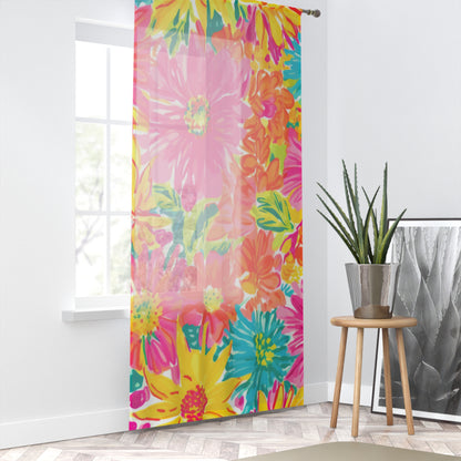 Floral Hot Pink Window Curtain