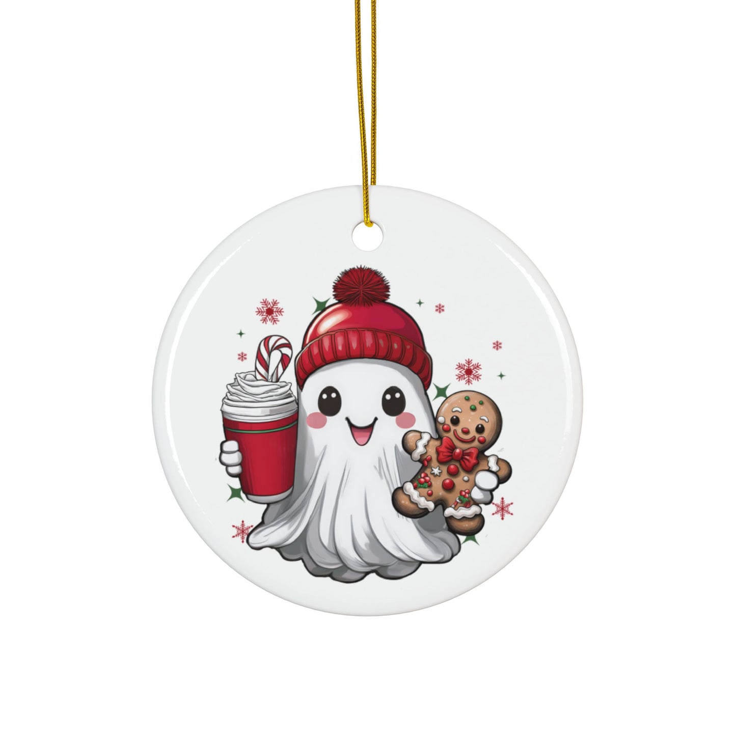 Christmas Ghost Ceramic Ornament