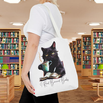 I READ BANNED BOOKS BLACK CAT Tote Bag