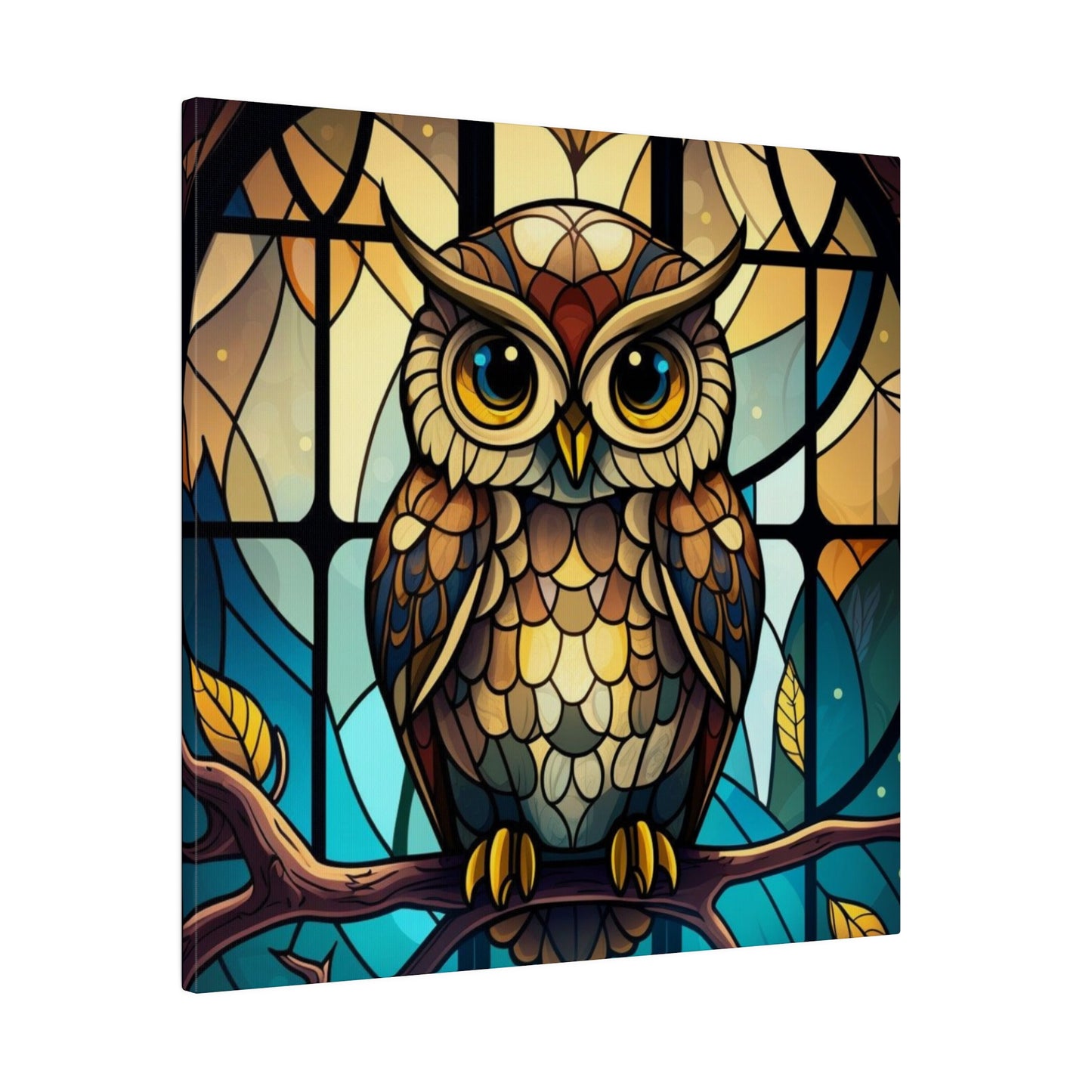 Stained Glass Owl Wall Art Matte Canvas