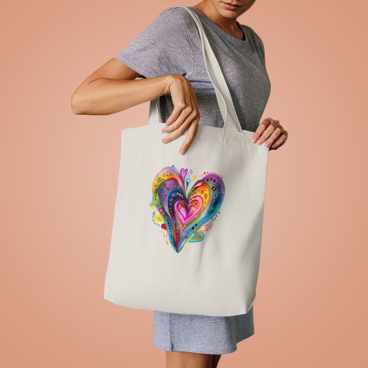Colorful Heart Cotton Tote Bag