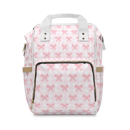 Coquette Pink Bow Multifunctional Diaper Backpack