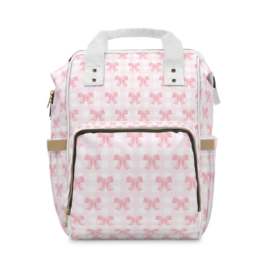 Coquette Pink Bow Multifunctional Diaper Backpack