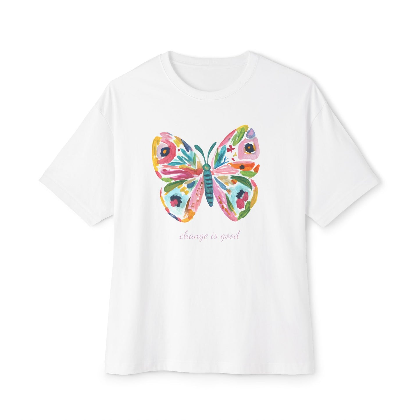 "Change is Good" Colorful Butterfly Oversized T-Shirt