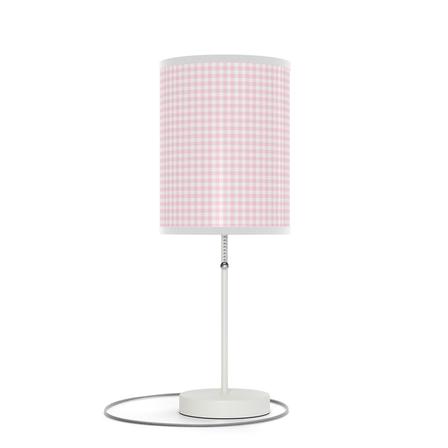 Coquette Pink and White Checked Lamp