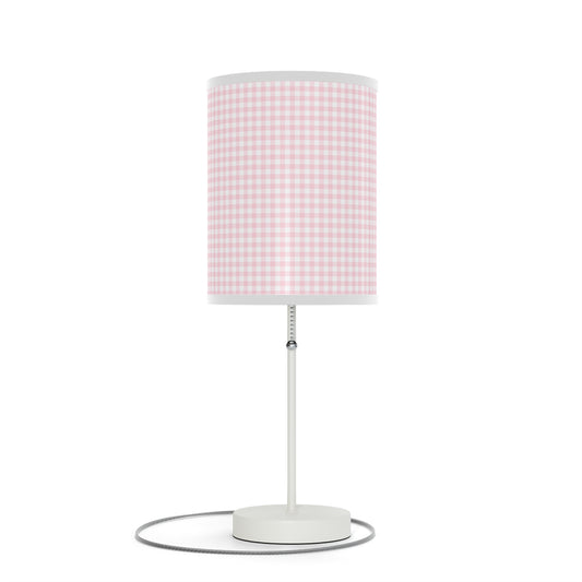 Coquette Pink and White Checked Lamp