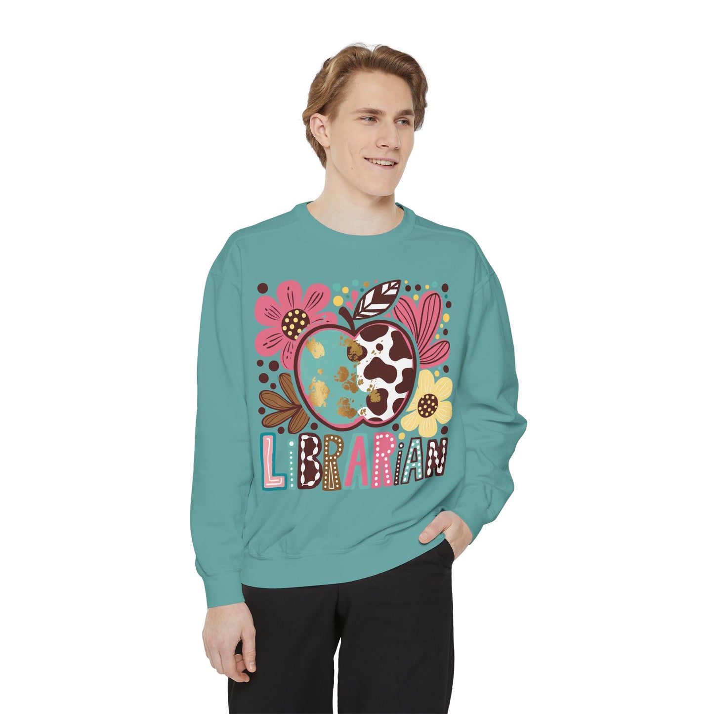 Librarian Floral Apple Sweatshirt