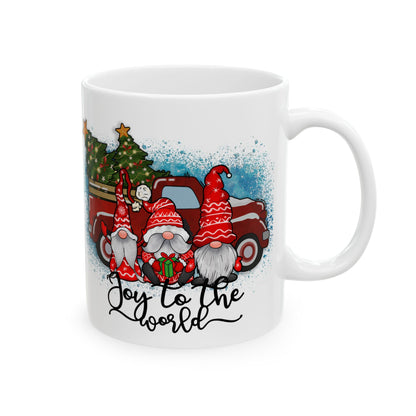 Joy to the World Gnome Christmas Ceramic Mug, (11oz, 15oz)