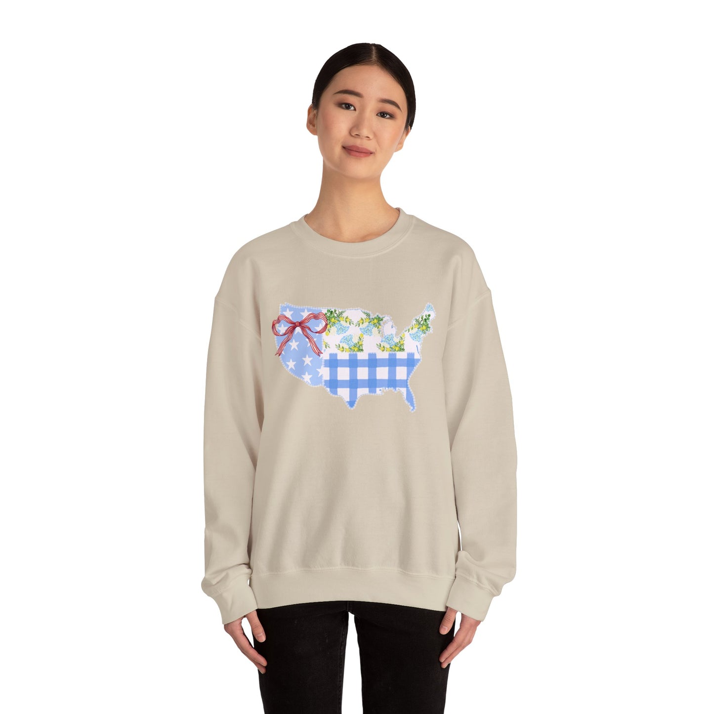 Patriotic U.S. Floral Crewneck Sweatshirt