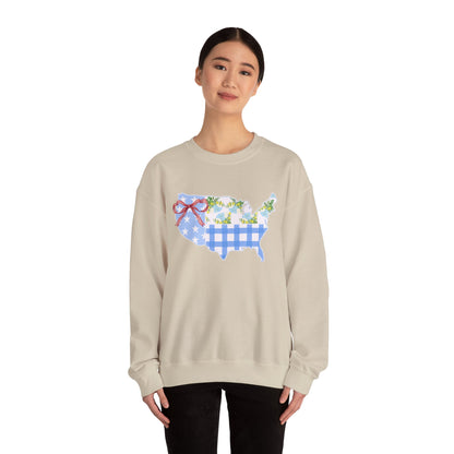 Patriotic U.S. Floral Crewneck Sweatshirt