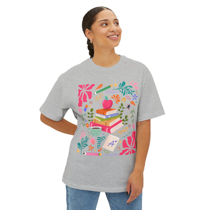Whimsical Book Lover's Oversized Tee