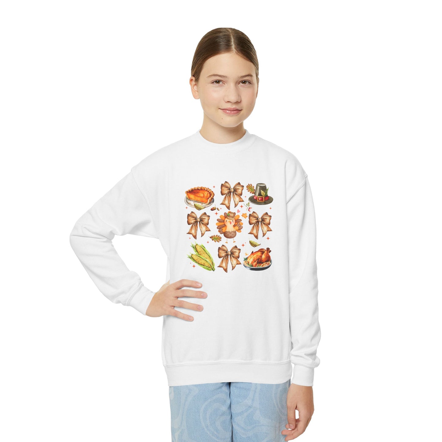 Thanksgiving Coquette Youth Crewneck Sweatshirt