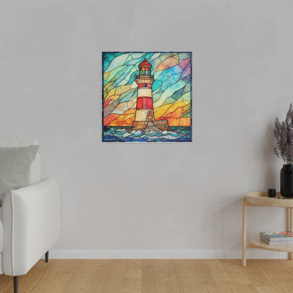 Stained Glass Lighthouse Wall Art Matte Canvas