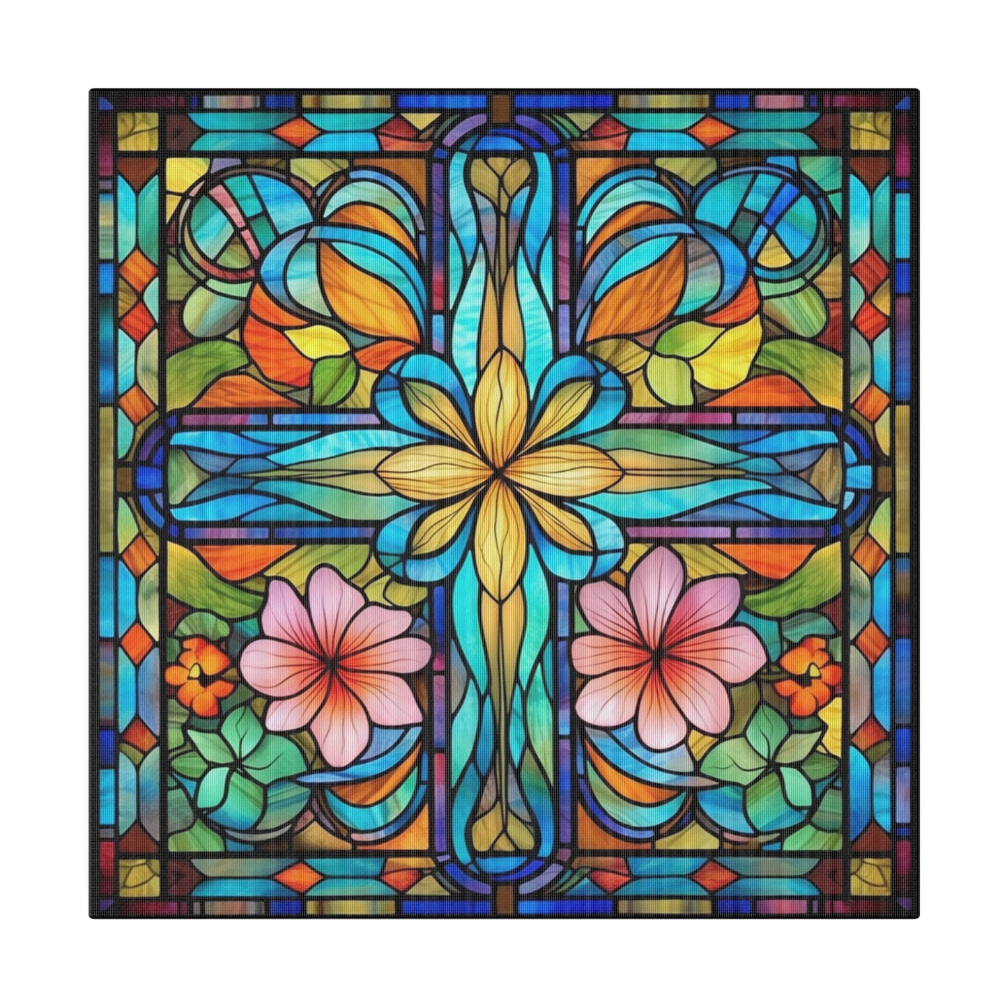 Stained Glass Cross Wall Art Matte Canvas