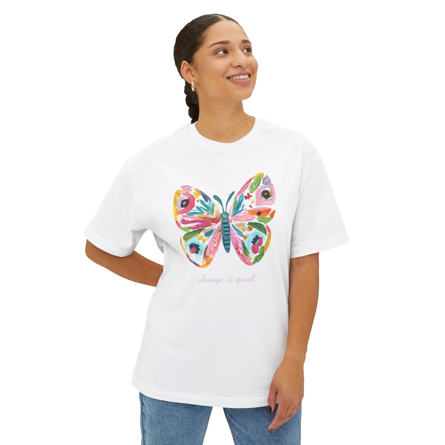 "Change is Good" Colorful Butterfly Oversized T-Shirt