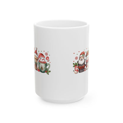 Christmas Santa & Snowman Ceramic Mug