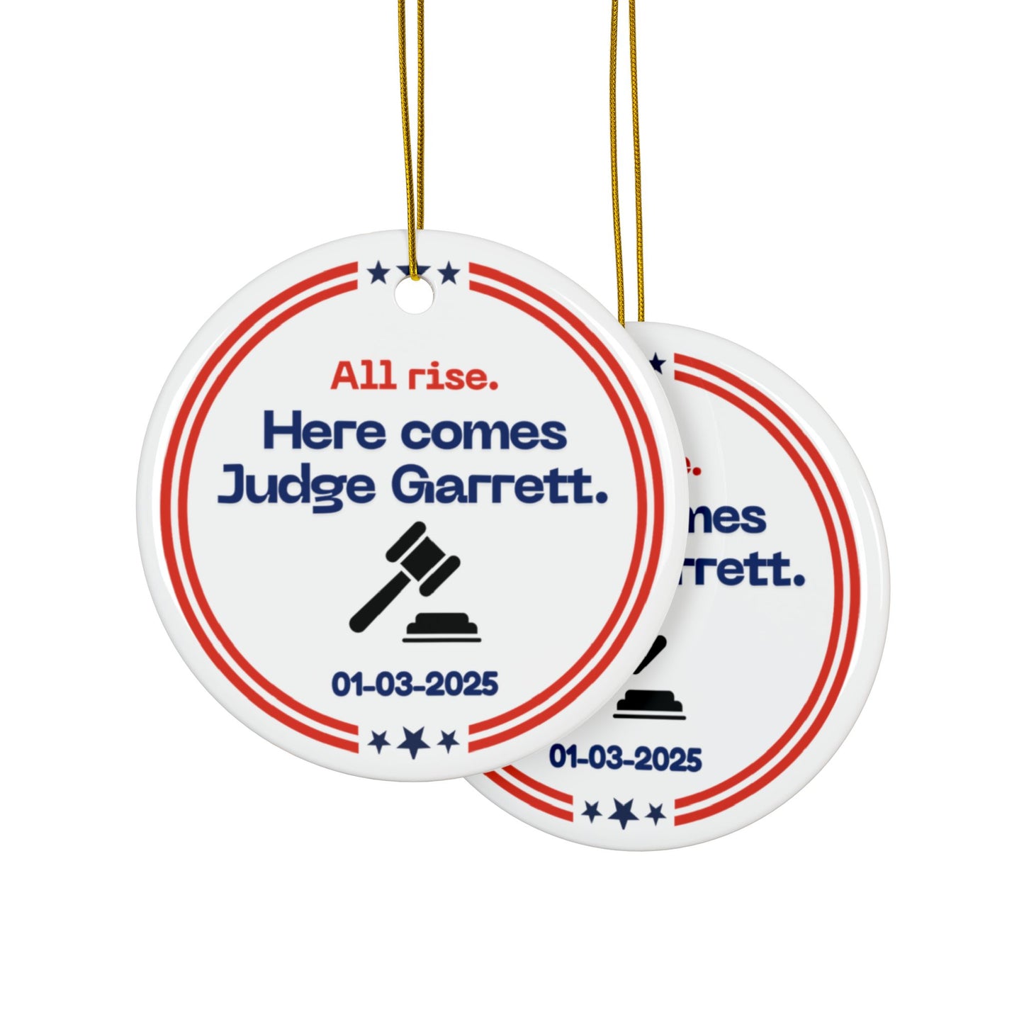 Personalized Judge Garrett Ceramic Ornaments - 2-Sided Print (1pc, 3pcs, 5pcs, 10pcs) - Perfect for Legal Celebrations and Holiday Decor