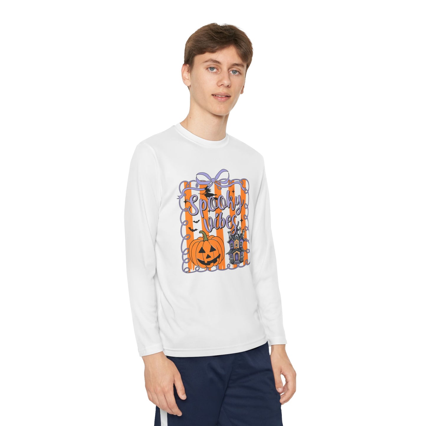 Halloween Spooky Vibes Youth Long Sleeve Tee