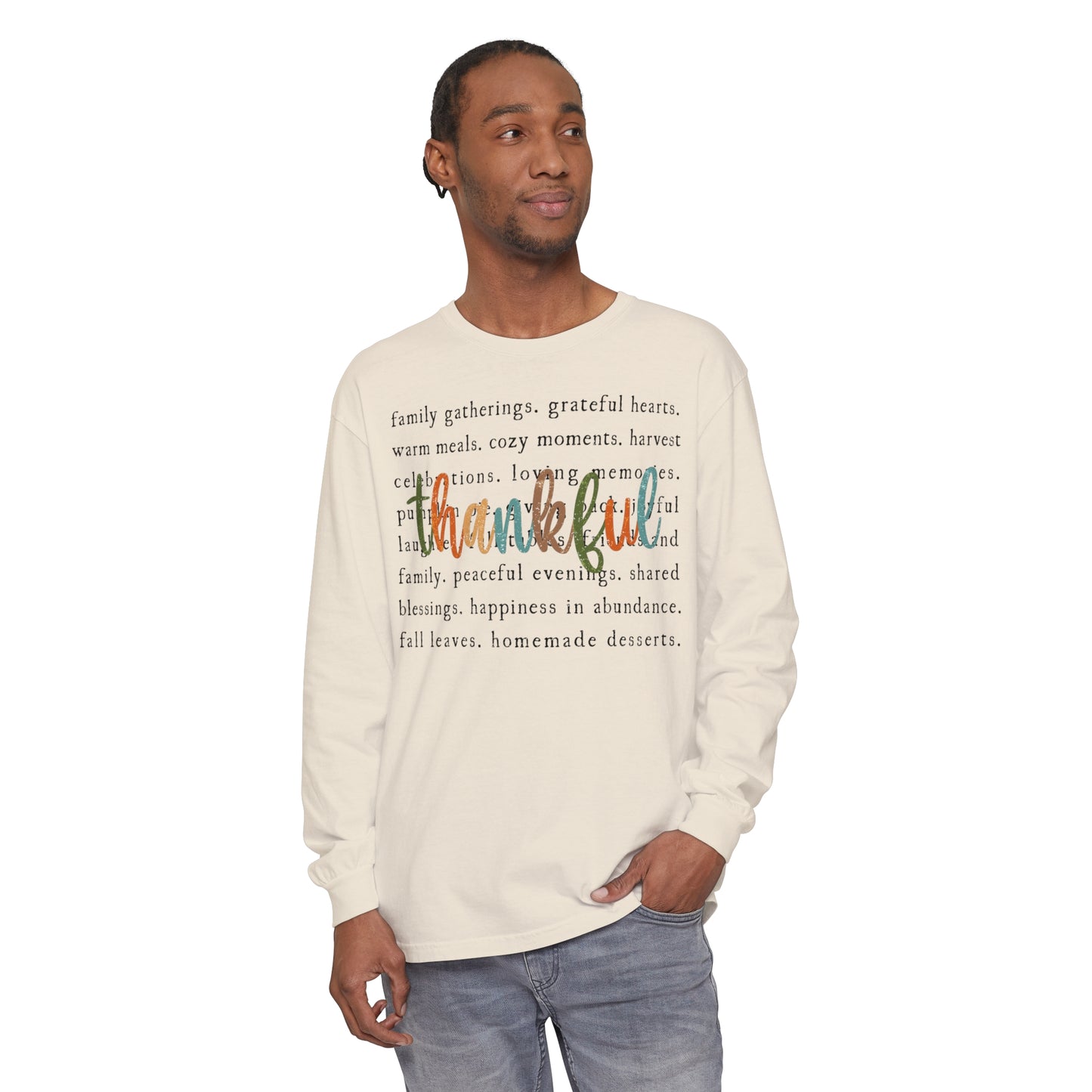 Thankful Thanksgiving Unisex Garment-dyed Long Sleeve T-Shirt