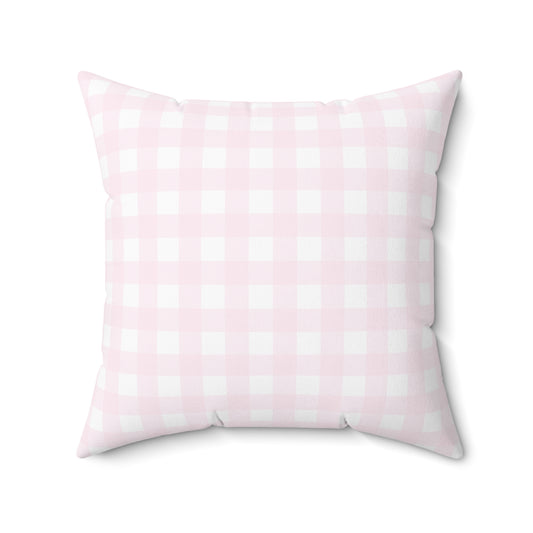 Coquette Pink Plaid Square Pillow