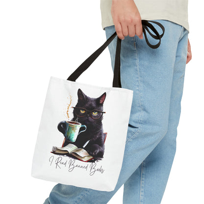 I READ BANNED BOOKS BLACK CAT Tote Bag